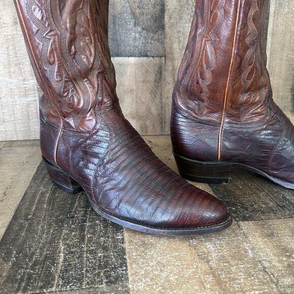 Tony Lama Vintage Gold Label Teju Lizard Western Cowboy Boots Mens 11.5 D - Picture 12 of 12